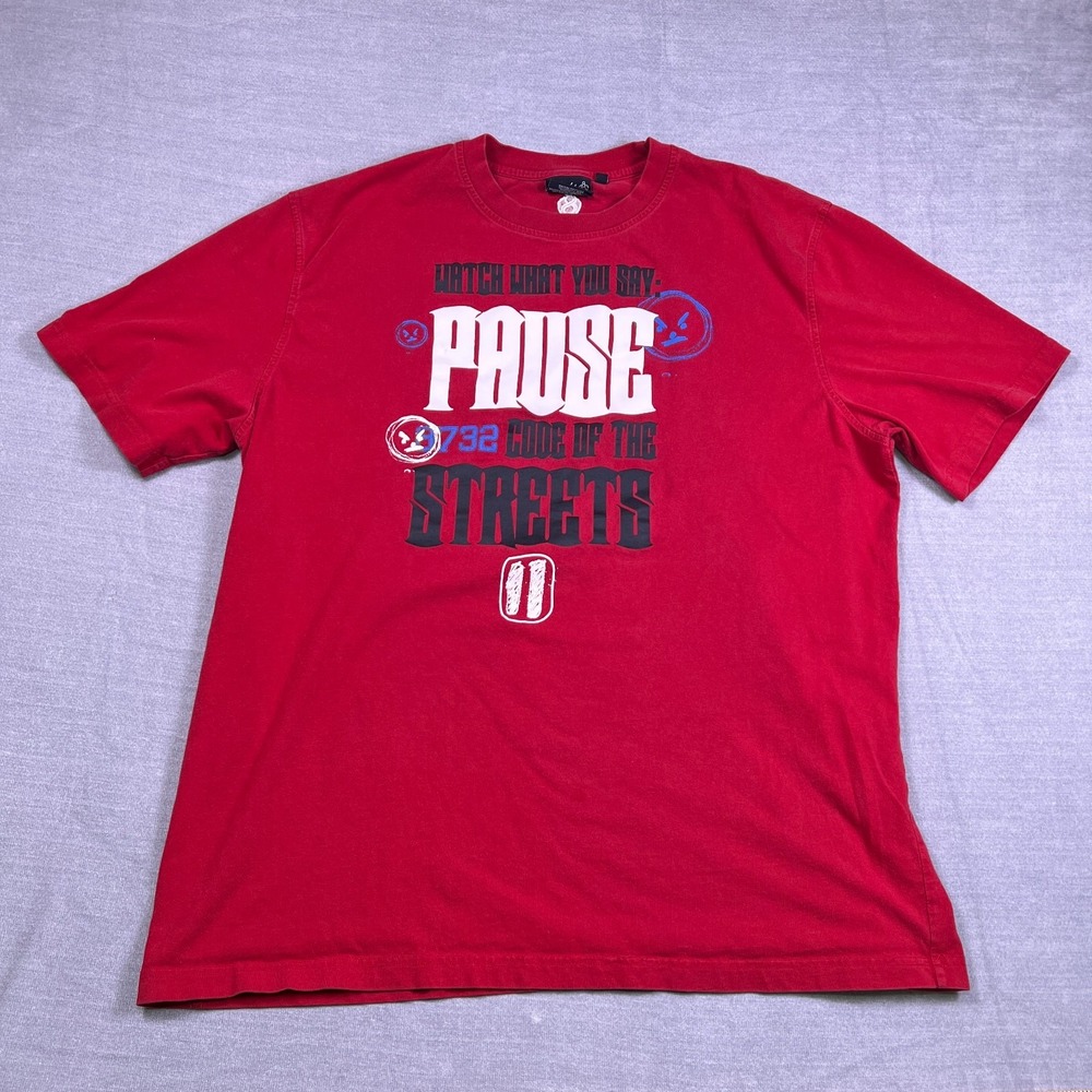 Eight 732 Pause Code Of The Streets Graphic T-Shirt Mens 3XL Red Cotton